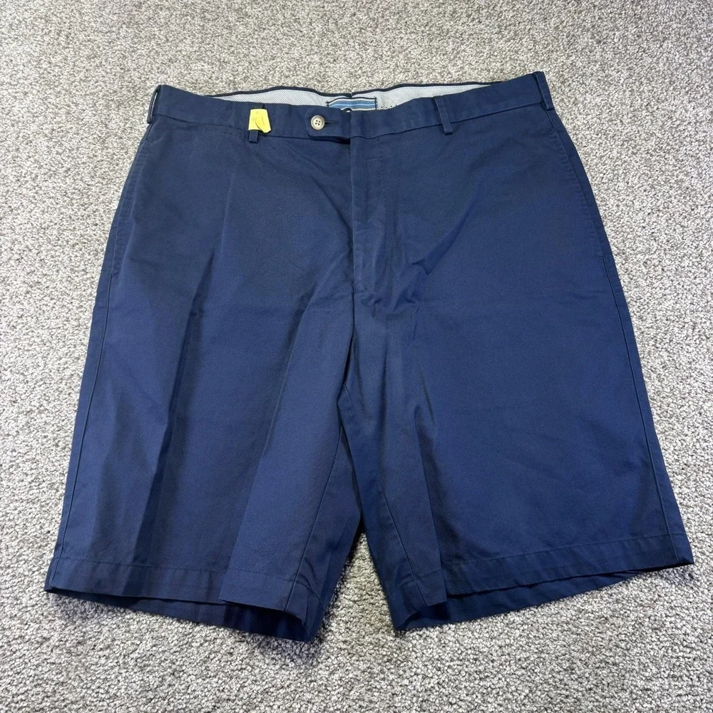 Peter Millar Shorts Mens 36 Blue Solid Pima Cotton Chino Casual Summer 9 Inseam